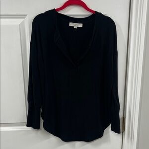 LOFT Elegant Black V-Neck Blouse